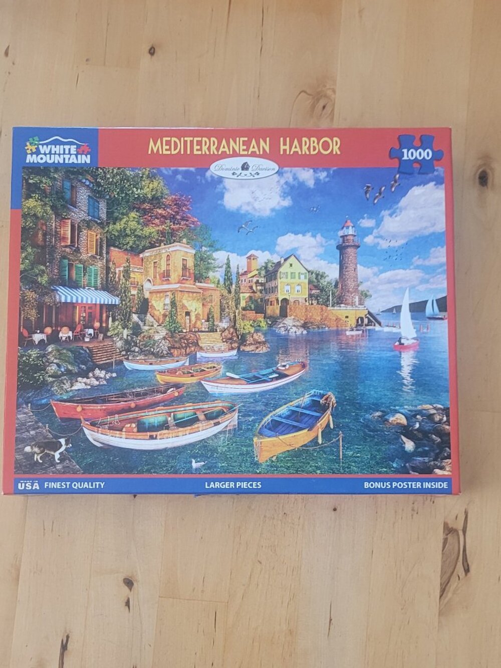 Puzzle 1000 Pc WHITE MOUNTAIN Mediterranean Harbor 24"x30"/61cm x 70cm Ages 12+